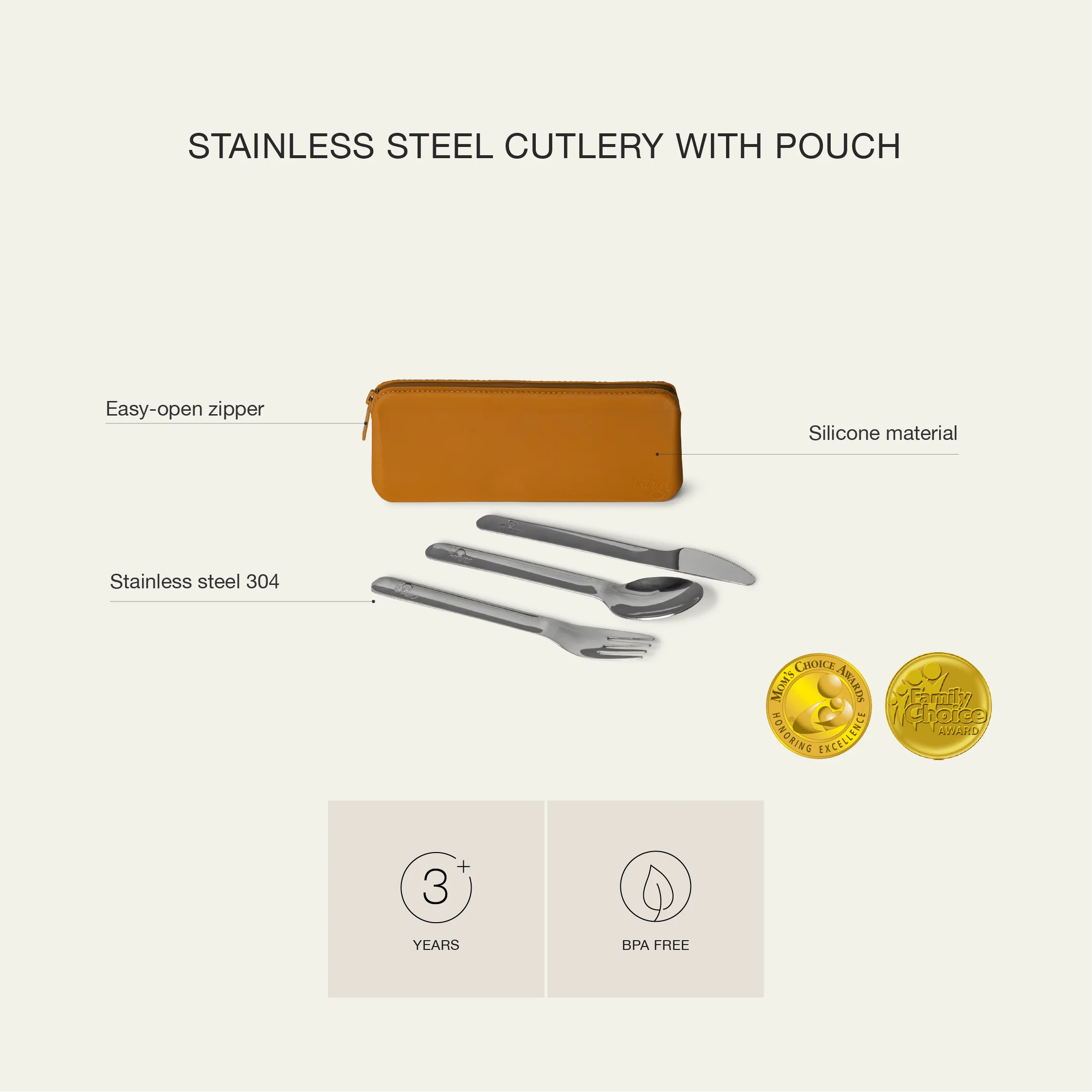 طقم أدوات مائدة من الستانلس ستيل مع حافظة/حقيبة - Image 11